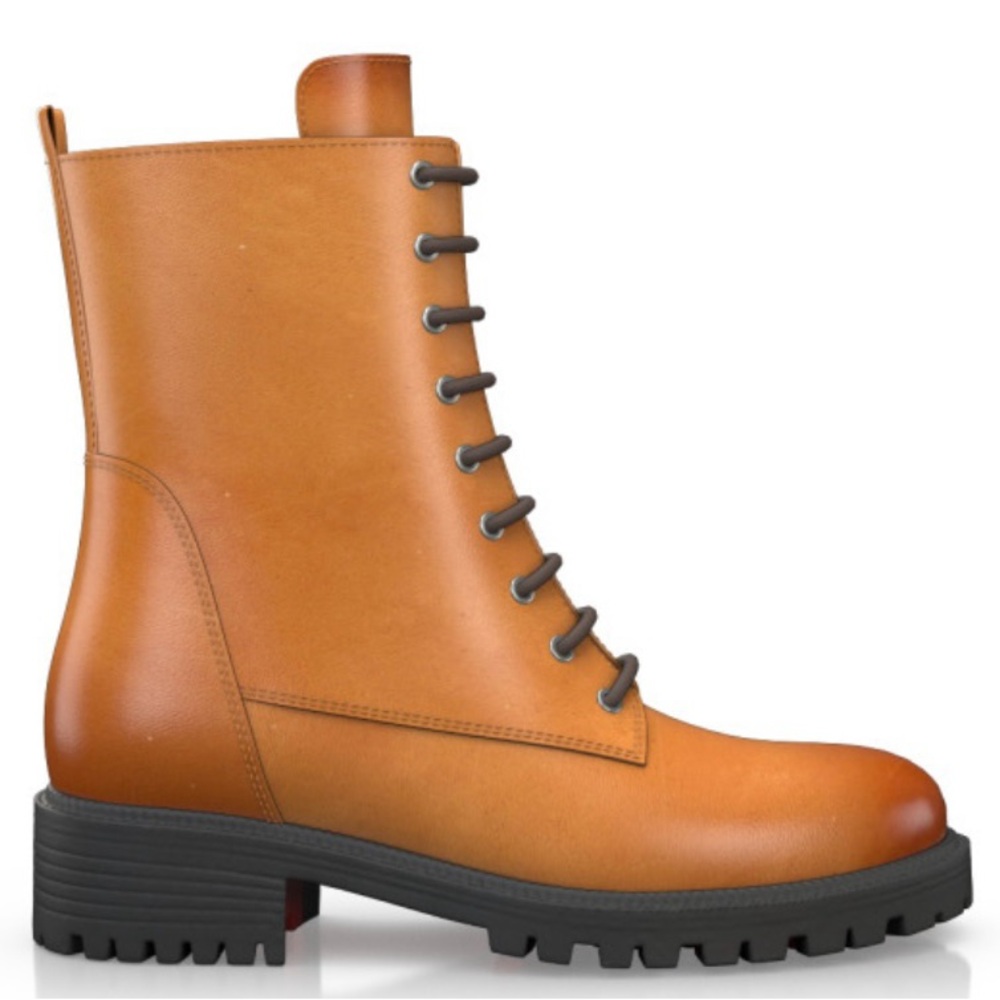 Custom Designed: Tan Lace-Up Women's Leather Boots